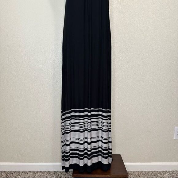 Soma Halter Black Gray Striped Maxi Dress - Picture 11 of 13
